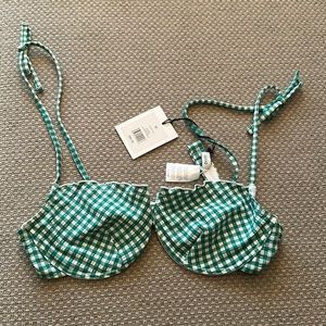 Onia green gingham bikini top only size medium